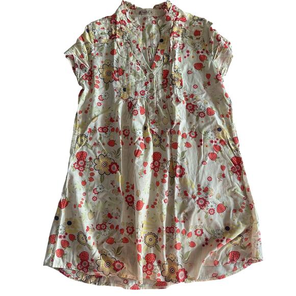 Aquamar, Off White, 60's Print, Short Sleeve, V-Neck, T-Shirt/Shirt Dress- M - Picture 1 of 9